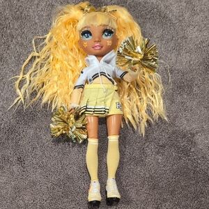 Rainbow High Cheer Madison Yellow Doll With Pom Poms EUC